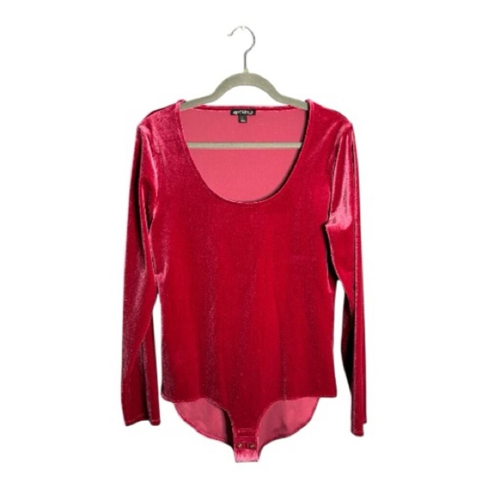 J.Crew Dark Pink Velvet Scoop Neck Bodysuit Large
